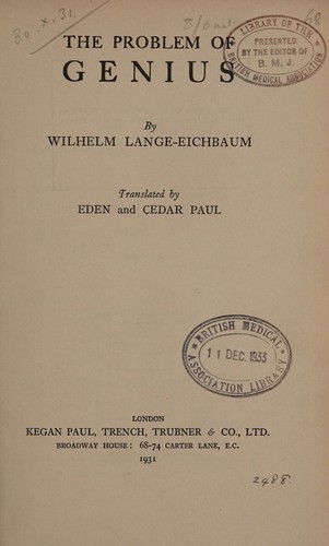 Cover for The problem of genius