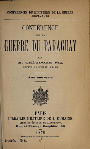 Cover for Conference sur la guerre du Paraguay