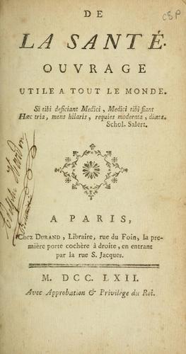 Cover for De la santé