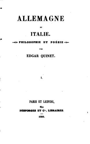 Cover for Allemagne et Italie: philosophie et poésie