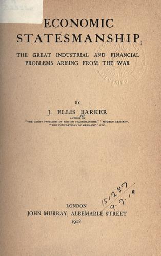 Cover for Economic statesmanship