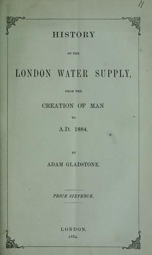 Cover for History of the London water supply