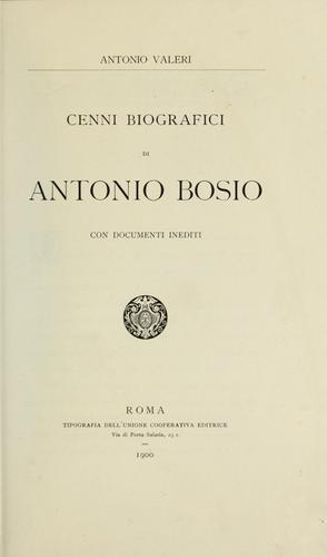 Cover for Cenni biografici di Antonio Bosio