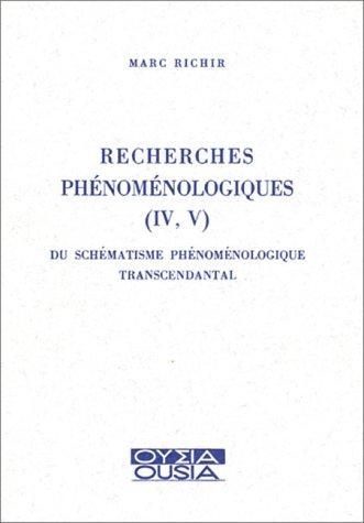 Cover for Recherches phénoménologiques, tomes IV et V
