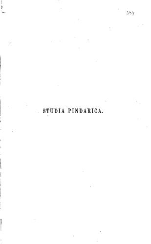 Cover for Studia critica et epicritica in Pindarum