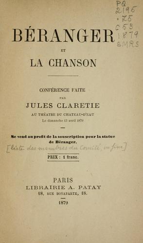 Cover for Béranger et la chanson