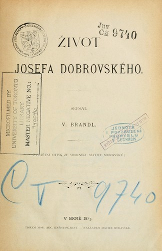 Cover for ivot Josefa Dobrovského.