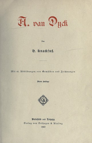 Cover for A. van Dyck
