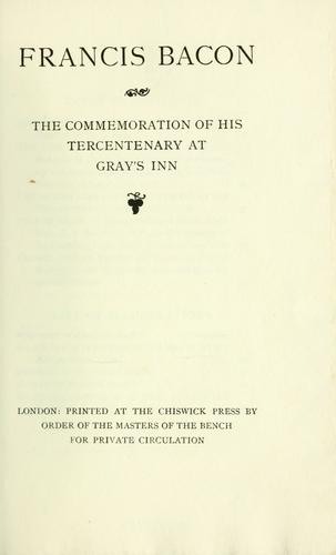 Cover for Francis Bacon