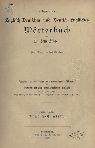 Cover for Allgemeines Englisch-Deutsches und Deutsch-Englisches Wörterbuch.