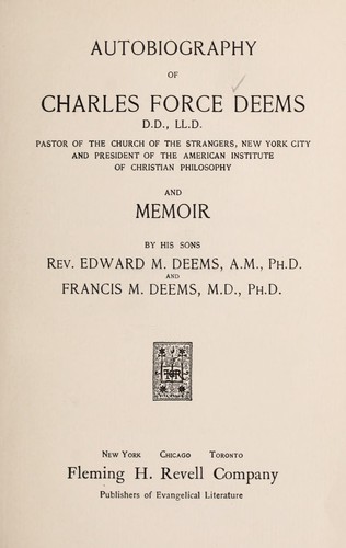 Cover for Autobiography of Charles Force Deems ...