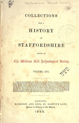 Cover for Collections for a history of Staffordshire. Volume XVI