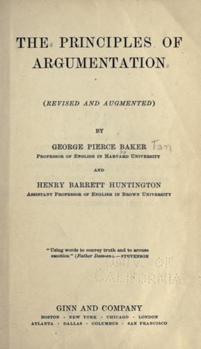 Cover for The principles of argumentation.