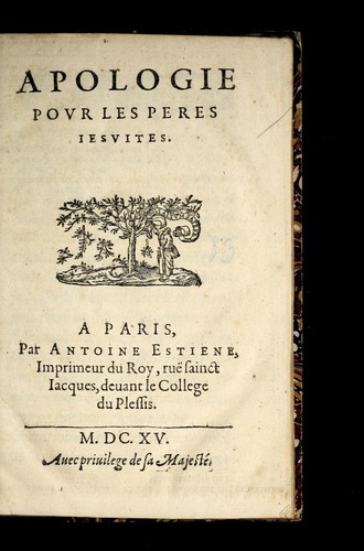 Cover for Apologie povr les peres iesvites