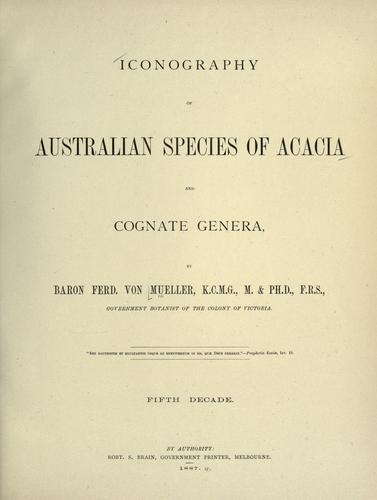 Cover for Iconography of Australian species of Acacia and cognate genera