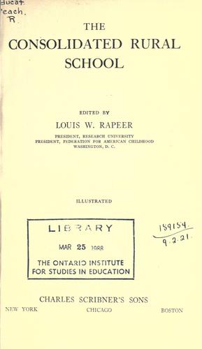 Cover for The consolidated rural school