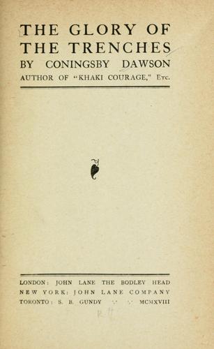 Cover for The glory of the trenches