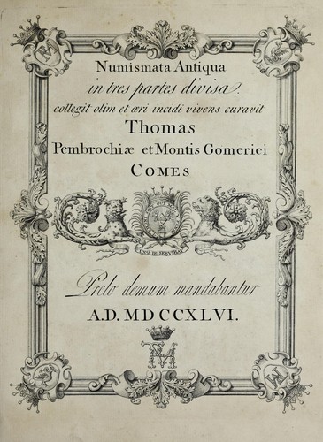 Cover for Numismata antiqua in tres partes divisa