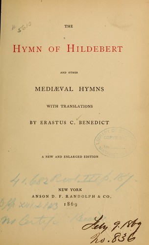 Cover for The hymn of Hildebert and other mediaeval hymns ...