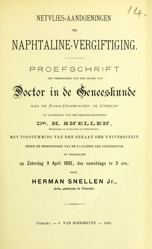 Cover for Netvlies-Aandoeningen bij naphtaline-vergiftiging