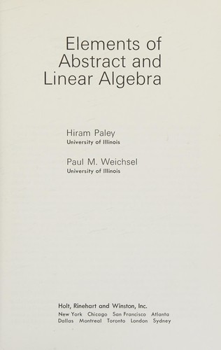 Cover for Elements of abstract and linear algebra