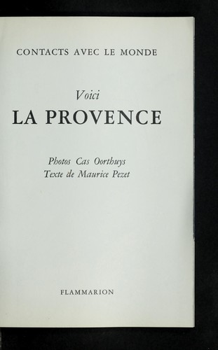 Cover for Voici la Provence