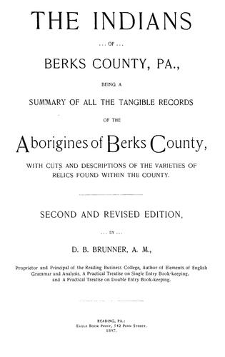 Cover for The Indians of Berks County, Pa.