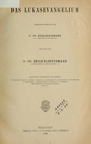 Cover for Das Lukasevangelium