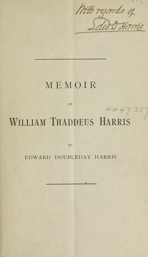 Cover for Memoir of Thaddeus William Harris, M. D.
