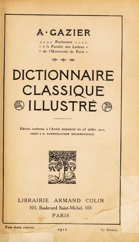 Cover for Dictionnaire classique illustré