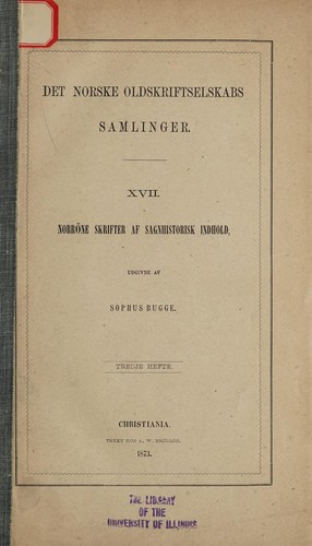 Cover for Norröne skrifter af sagnhistorisk indhold