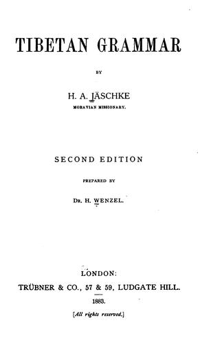 Cover for Tibetan grammar