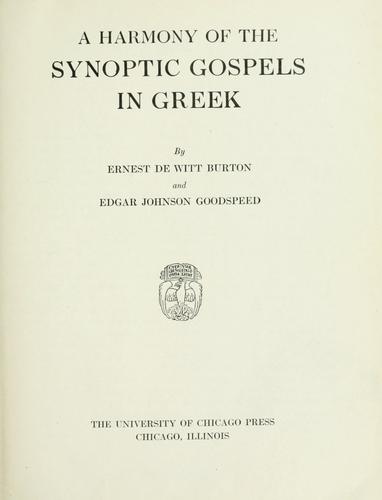 Cover for A harmony of the synoptic gospels in Greek