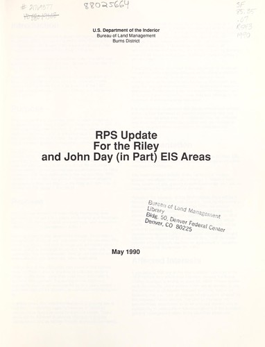 Cover for Riley and John Day (in part) rangeland program summary update