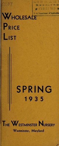 Cover for Wholesale price list, spring 1935