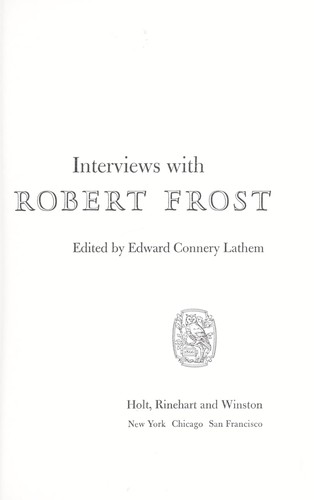 Cover for Interviews with Robert Frost