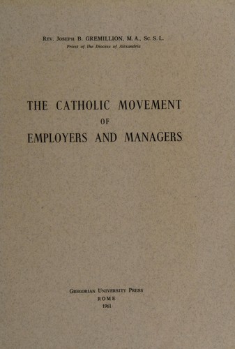 Cover for The Catholic movement of employers and managers