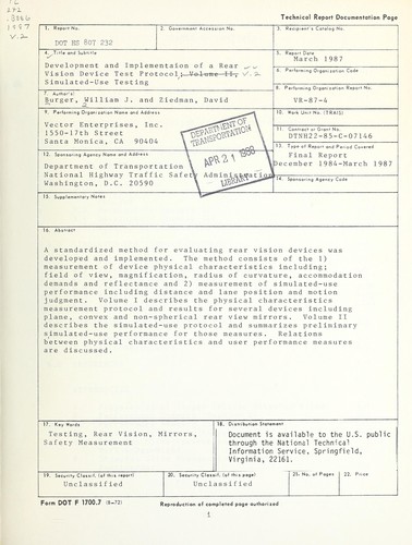 Cover for Development and implementation of a rear vision device test protocol