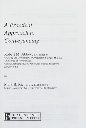 Cover for A Practical Approach to Conveyancing (Practical Approach)