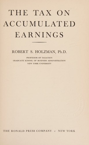 Cover for The tax on accumulated earnings.