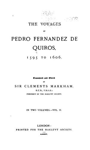 Cover for The voyages of Pedro Fernandez de Quiros, 1595-1606
