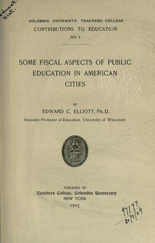 Cover for Some fiscal aspects of public education in American cities.