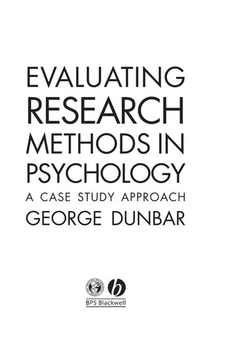 Cover for Evaluating research methods in psychology