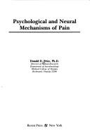 Cover for Psychological and neural mechanisms of pain