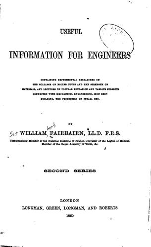 Cover for Useful Information for Engineers: Being a Series of Lectures Delivered ...
