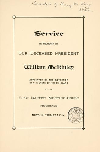 Cover for Service in memory of our deceased president, William McKinley