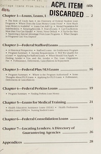 Cover for College Loans from Uncle Sam