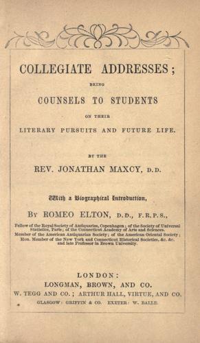 Cover for Collegiate addresses