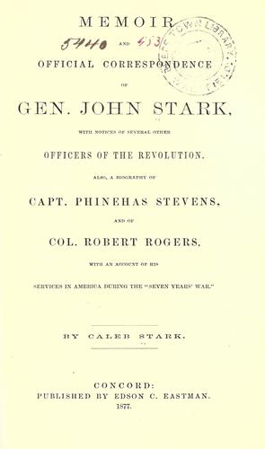 Cover for Memoir and official correspondence of Gen. John Stark