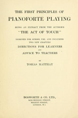 Cover for first principles of pianoforte playing